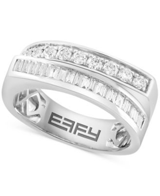 EFFY Collection - Diamond Baguette & Round Double Row Ring (1/2 ct. t.w.) in 14k White Gold