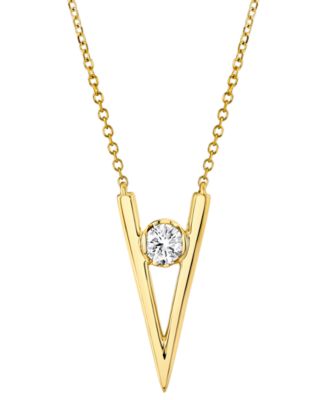 Sirena - Diamond V 18" Pendant Necklace (1/6 ct. t.w.) in 14k Gold