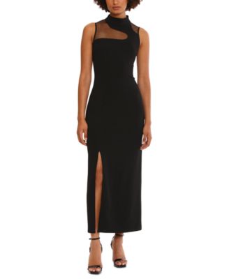 Donna Morgan - Women's Mock-Neck Sleeveless Slit-Front Dress