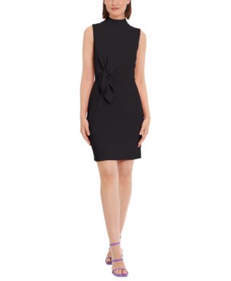 Donna Morgan - Women's Bow-Detail Mock-Neck Mini Dress