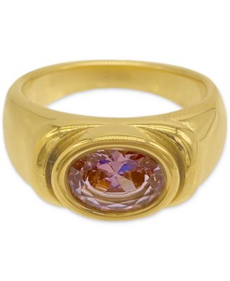 ADORNIA - 14K Gold-Plated Green Crystal Ring