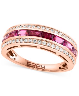 EFFY Collection - Ruby (1/5 ct. t.w.), Pink Tourmaline (3/8 ct. t.w.)  & Diamond (1/5 ct. t.w.) Ring in 14k Rose Gold