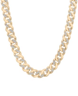 Macy's - Men's Diamond Cuban Link 24" Chain Necklace (1 ct. t.w.) in 14k Gold-Plated Sterling Silver