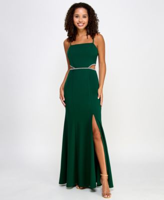 BCX - Juniors' Embellished Cutout Scuba Crepe Sleeveless Gown