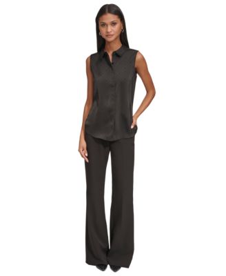 KARL LAGERFELD PARIS - Women's Jacquard Logo Sleeveless Shirt