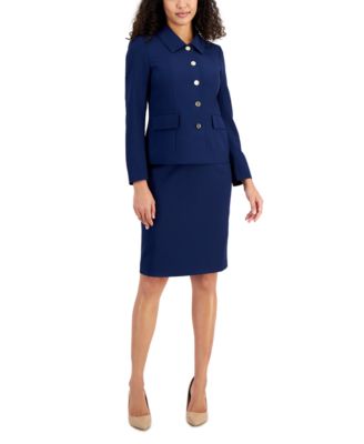 Le Suit - Button-Up Slim Skirt Suit, Regular and Petite Sizes