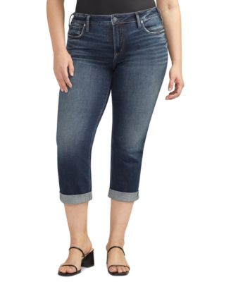 Silver Jeans Co. - Trendy Plus Size Suki Mid-Rise Curvy-Fit Capri Jeans