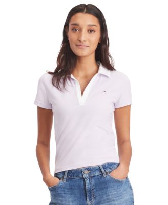 Tommy Jeans - Women's Contrast-Collar Short-Sleeve Top