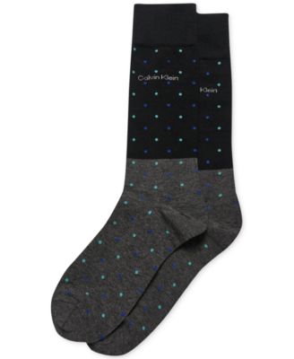Calvin Klein - Men's Flat Knit Crew Length Patterned Dress Socks