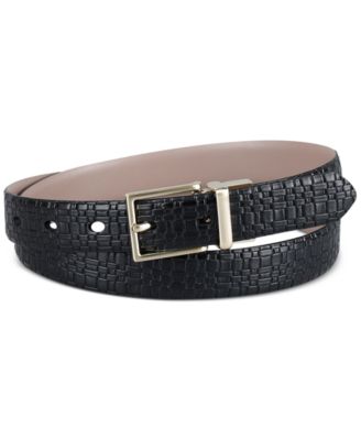 Calvin Klein - Women's Two-In-One Reversible Skinny Texture Embossed Belt