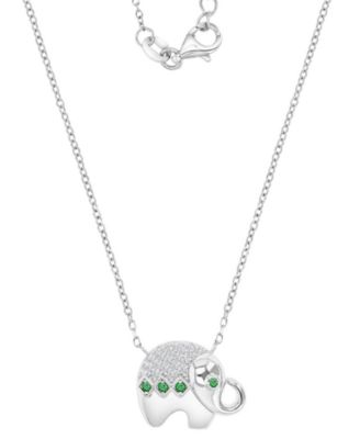 Macy's - Cubic Zirconia & Lab-Grown Green Nano (1/10 ct. t.w.) Good Luck Baby Elephant Pendant Necklace, 16" + 2" extender