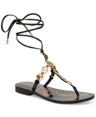 Sam Edelman - Deidre Coin Embellished Tie-Up Thong Sandals