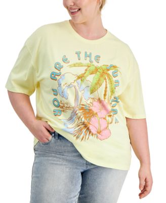 Rebellious One - Trendy Plus Size Sunshine Graphic Print Boyfriend T-Shirt