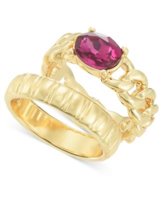 On 34th - Gold-Tone 2-Pc. Set Stone Link Ring