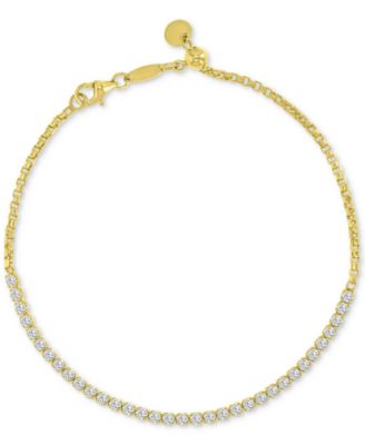 Macy's - Cubic Zirconia Box Link Chain Bracelet in 10k Gold