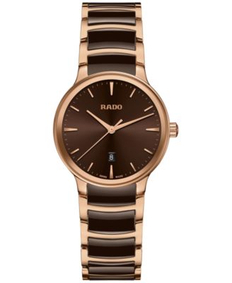 Rado - Women's Swiss Centrix Brown Ceramic & Rose Gold PVD Bracelet Watch 31mm