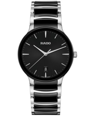Rado - Unisex Swiss Centrix Black Ceramic & Stainless Steel Bracelet Watch 40mm