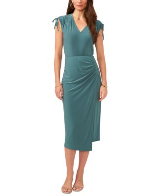 Vince Camuto - Women's Solid-Color V-Neck Shirred-Shoulder Top