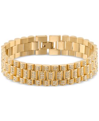 LEGACY for MEN by Simone I. Smith - Men's Crystal Watch Link Bracelet in Gold-Tone Ion-Plated Stainless Steel