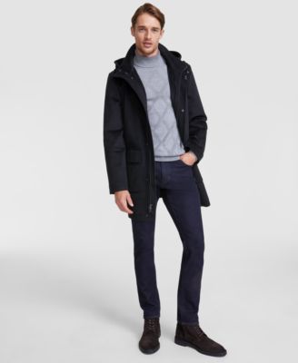 Calvin Klein - Men's Solid Black Overcoat