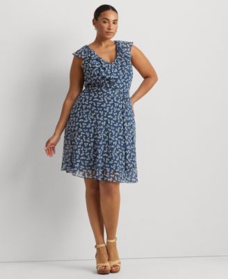Lauren Ralph Lauren - Plus Size Ruffled Floral Fit & Flare Dress