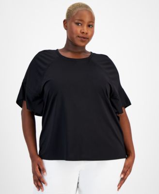 Anne Klein - Plus Size Harmony Open-Trim Elbow-Sleeve Top