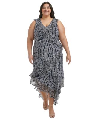 Tommy Hilfiger - Plus Size Ruffled Printed Midi Dress