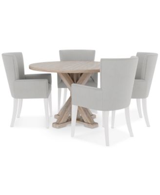 Furniture - Catriona 5pc Dining Set (Round Dining Table & 4 Upholstered Arm Chairs)