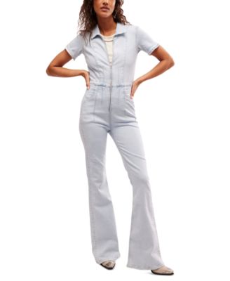Free People - Women's Jayde Collared Flare-Leg Jumpsuit