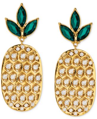 NADRI - 18k Gold-Plated Cubic Zirconia Pineapple Drop Earrings