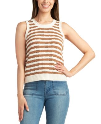 BCX - Juniors' Striped Sleeveless Sweater Tank Top