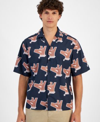 Hugo Boss - Men's Eligino Short Sleeve Button-Front Logo Print Camp Shirt