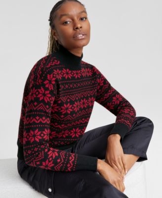Charter Club - Women's Cashmere Fair Isle Mock Neck Sweater