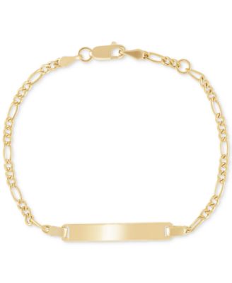 Macy's - Children's Polished ID Plate Figaro Link Chain Bracelet in 14k Gold
