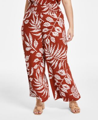 Vince Camuto - Plus Size Smocked-Waist Wide-Leg Pants
