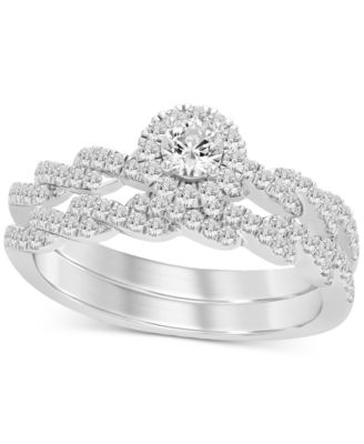 Macy's - Diamond Halo Twist Bridal Set (1/2 ct. t.w.) in 14k White Gold