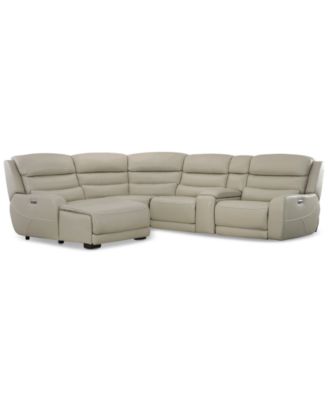Furniture - Blairesville 5-Pc. Leather Sectional & Chaise with 2 Power Motion Chairs & 1 Console