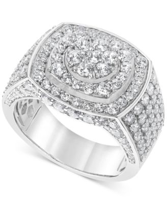 Macy's - Men's Diamond Cluster Statement Ring (4 ct. t.w.) in 10k White Gold