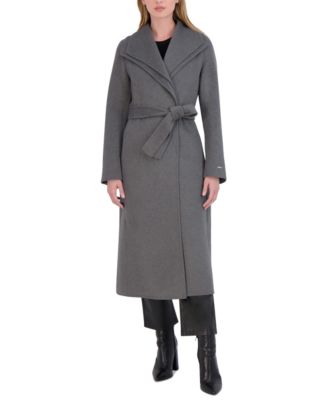Tahari - Women's Belted Wing-Collar Wrap Coat
