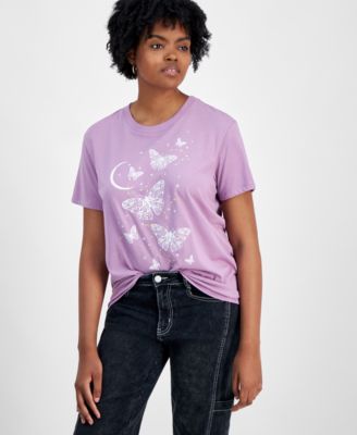Self Esteem - Juniors' Butterfly Crewneck T-Shirt