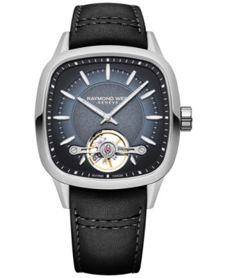 Raymond Weil - Men's Swiss Automatic Freelancer Black Leather Strap Watch 40mm