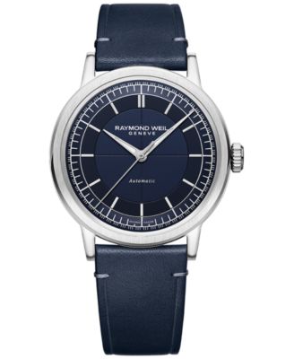 Raymond Weil - Men's Swiss Automatic Millesime Blue Leather Strap Watch 40mm