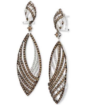 Le Vian - Chocolate Diamond & Vanilla Diamond Openwork Navette Drop Earrings (4-5/8 ct. t.w.) in 14k White Gold