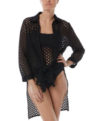 Carmen Marc Valvo - Women's Crochet Tunic Swim Cover-Up