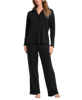 Midnight Bakery - Women's Lilith 2-Pc. Ribbed Satin Pajamas Set