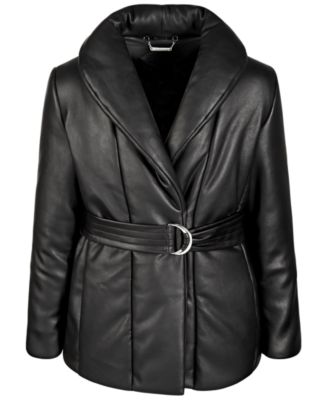 Jou Jou - Little & Big Girls Belted Puff-Collar Coat
