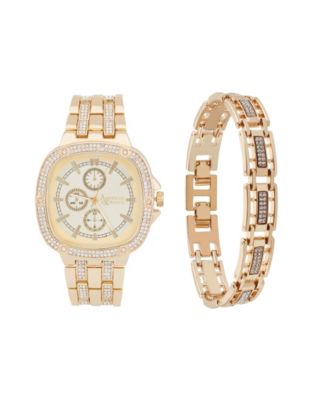 American Exchange - Men's Crystal Bracelet Watch 46mm Gift Set