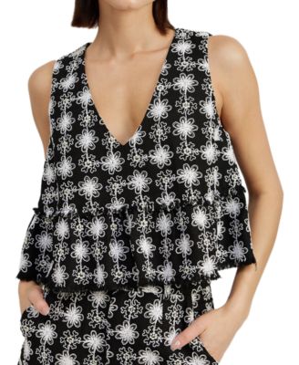 En Saison - Women's Elsie Embroidered Tweed Peplum Top