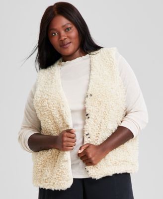 And Now This - Trendy Plus Size Boucl&eacute; Fleece Vest