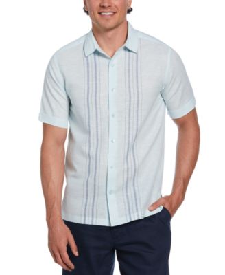 Cubavera - Men's Short Sleeve Button-Front Herringbone Panel Shirt